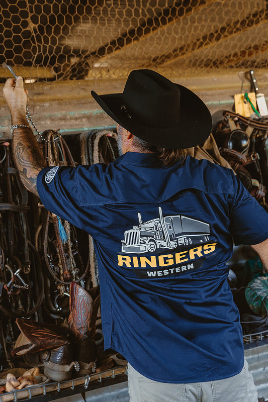 Big Rig Mens Short Sleeve Shirt - Navy