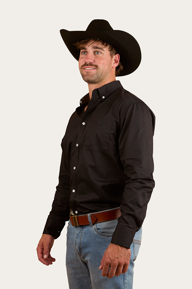 Heritage Mens Plain Dress Shirt - Black